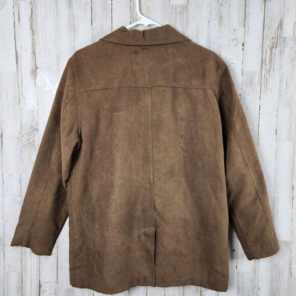 Coaco New York Lined Button Up Suede Car Coat Brown Size Small - Picture 2 of 12
